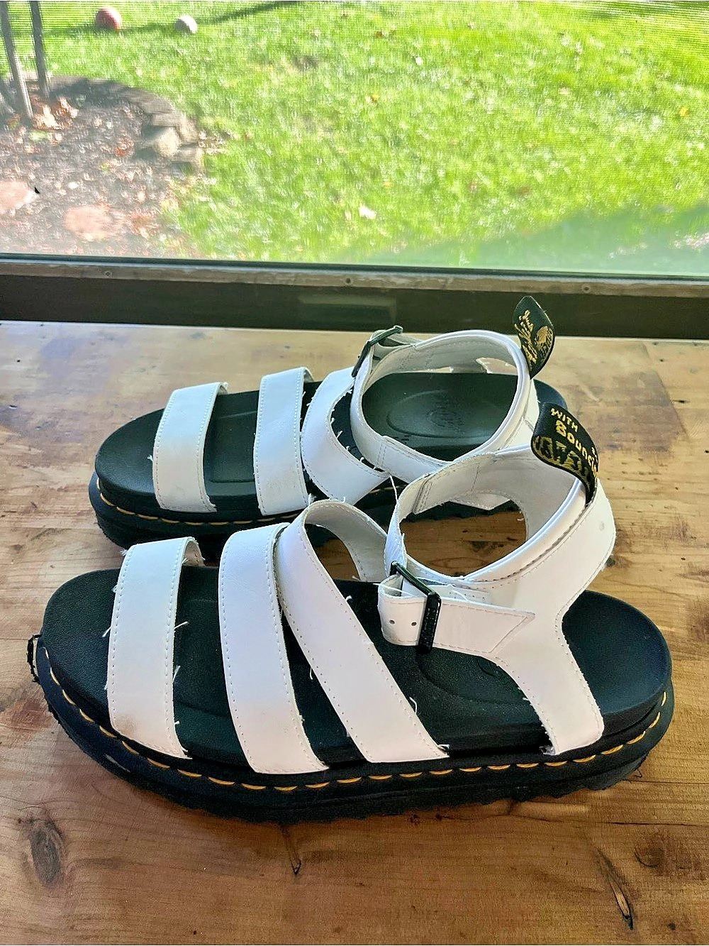 Dr. Martens Blaire Hydro Leather Strap Sandals White US 9